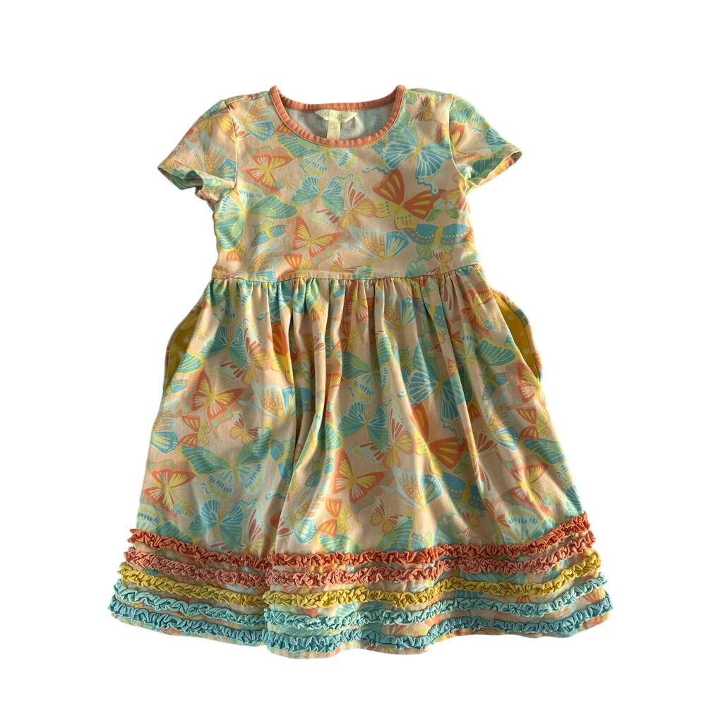 Matilda Jane Butterfly Print Ruffle Hem Dress Girls Size 6
